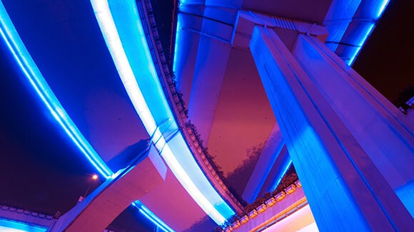 Blue and purple neon highways