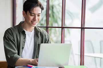 man working on laptop
